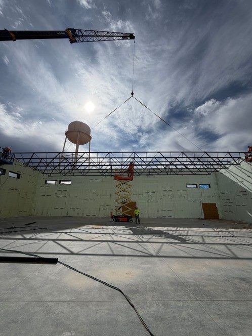 Structural steel framing, Tohono O'odham Community College, Sells AZ